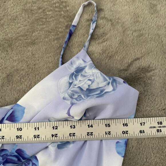 Vintage 90s Y2K Esprit Purple Floral Drape Neck Slip Dress 9/10 Fairy Whimsigoth - Picture 5 of 6